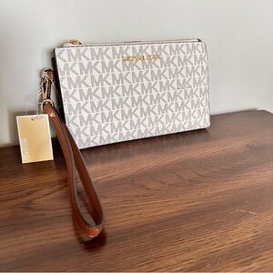 Michael Kors Beige / Vanilla Monogram Wristlet Wallet